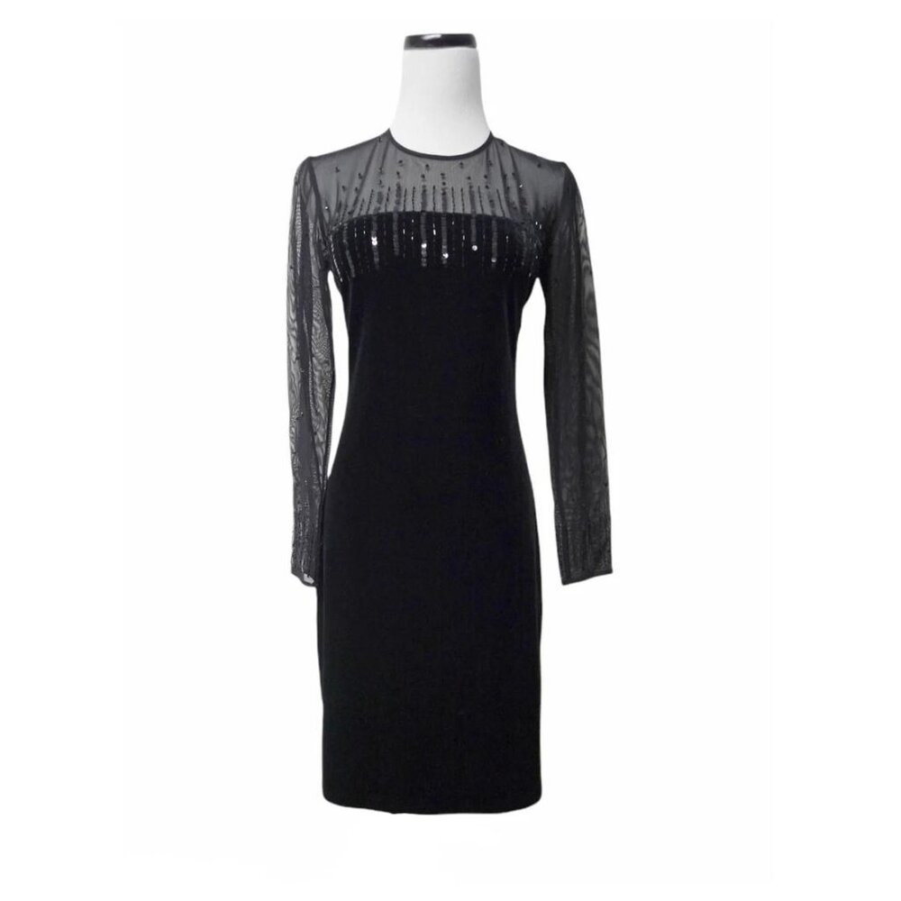 90s J.R. Nites Petites by Caliendo sheer sleeves velvet dress . size 4P